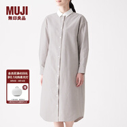 無印良品 MUJI 女式 新疆棉水洗牛津 襯衫連衣裙 BCL11A0S 米色X條紋 XS-S