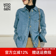 古田森藍(lán)色牛仔外套女早秋新款韓版寬松又a又颯初秋上衣Y080 藍(lán)色 均碼