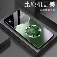 尺互適用小米MIX2s手機(jī)殼新款高端玻璃防摔全包保護(hù)套高級感商務(wù) 龍首BLJW4990蒼嶺綠高端玻璃【送屏幕膜】 小米MIX2s