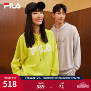斐樂（FILA）官方多彩衛(wèi)衣長袖情侶裝寬松時尚運動連帽套頭衫男女上衣印花 （加絨）硫磺綠-YE XL 180/100A