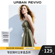 UR秋季新款女裝復(fù)古宮廷風(fēng)蕾絲荷葉邊連衣裙UWL740065 灰綠 L