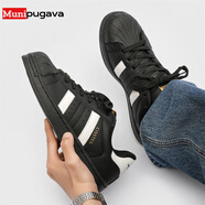 Munipugava金標(biāo)貝殼頭運(yùn)動(dòng)鞋男女百搭潮流透氣板鞋緩震休閑貝殼頭板鞋 黑色 38