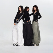 CBXLAB街舞潮牌鉚釘辣妹修飾腿型爵士長褲個性百搭跳舞顯瘦運動褲 【現(xiàn)貨】黑色幾何鉚釘分割長褲 M