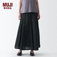 無印良品（MUJI） 女式 強(qiáng)捻 輕便長裙 半身裙裙子半裙 夏季女 抽褶裙 BEK52C3S 黑色 S(155/62A)