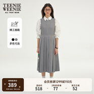 Teenie Weenie小熊春季學(xué)院風(fēng)中長(zhǎng)款連衣裙氣質(zhì)黑色收腰百褶裙子女 淺灰色 M (165)