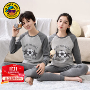 G.DUCKKIDS小黃鴨男女童秋衣秋褲純棉新款兒童保暖內(nèi)衣親膚男孩睡衣兩件套 灰色足球 160 建議13~14歲【150-160cm】cm