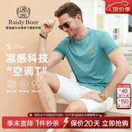 Raidy Boer/雷迪波爾【空調(diào)T】夏季男裝刺繡棉混紡短袖T恤7120 淺綠色 175/50/L