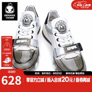 閃電潮牌（GENANX）休閑鞋男士秋季新款個性拼接時尚街頭鞋子男生 黑白色 40