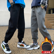 夢(mèng)想邦尼兒童裝男童運動(dòng)褲春秋款9中大童男孩秋裝褲子寬松彈力衛褲12-15歲 灰色【冬季加絨】 120