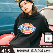 dickies衛(wèi)衣 印花羅紋袖口連帽衛(wèi)衣 情侶男女同款抓絨上衣 DK009586 黑色 XL
