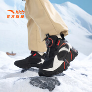 安踏兒童棉鞋男大童鞋冬季防滑旋鈕扣高幫加絨保暖戶外雪地靴二棉鞋 【男】黑/安踏白/熒光亮深紅-1 39
