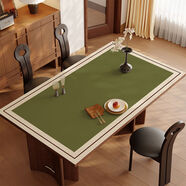 美拉德桌布防水防油免洗防燙pvc餐桌墊輕奢感茶幾桌面保護墊 綠莫 90CMx180CM48小時(shí)發(fā)貨快馬加鞭