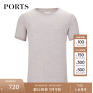 PORTS寶姿男裝春夏棉亞麻圓領(lǐng)短袖修身T恤ML8N123KCD016 黃褐色 M