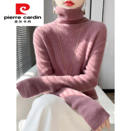 皮爾卡丹（pierre cardin）大堆堆領(lǐng)長(cháng)袖女毛衣2025冬季新款高領(lǐng)內搭加厚毛衫百搭打底衫 海棠紅 L
