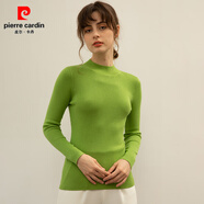 皮爾卡丹（pierre cardin）全棉線洋氣毛衣女半高領(lǐng)緊身針織衫修身絲光棉長(zhǎng)袖打底 牛油果綠 M