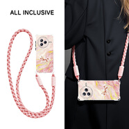 怡楓 小米civi5pro手機殼新款掛脖可背斜挎掛繩硅膠鎏金鉆石馬年全包四角防摔女生xiaomi保護套 透明-粉鎏金鉆石馬-掛件B179 小米civi5pro