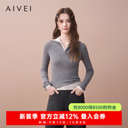 AIVEI欣賀艾薇2025秋季半拉鏈針織衫極簡風內(nèi)搭外穿針織XRV5513B 中灰 S