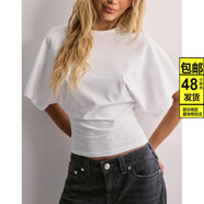 ZOCI少女服裝品牌夏季女裝2025韓版設(shè)計(jì)感圓領(lǐng)套頭短袖T恤女新款簡(jiǎn)潔 白色(140g牛奶絲) XS