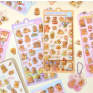 具才3d立體浮雕兒童貼紙女孩美甲造景水晶可愛(ài)卡通3歲diy手賬透明豆豆遮丑電腦手機殼不留膠背貼紙裝飾