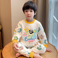 索菲熊拉布布男童保暖衣兒童冬款三層夾棉加厚秋衣秋褲套裝男孩新款內衣 蛋仔派對 140 140碼建議身高130-e