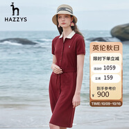 哈吉斯（HAZZYS）女裝翻領(lǐng)單排扣文藝感時尚連衣裙AQWSE03BF01