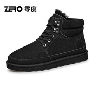 零度Zero官方男靴馬丁靴2025秋冬新款男士皮鞋高幫男鞋加絨保暖小黃靴 黑色9156 39