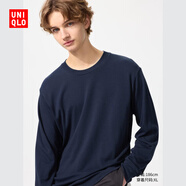 優(yōu)衣庫男裝女裝柔軟圓領(lǐng)T恤/休閑長(cháng)袖上衣25秋冬新款479783 69 藏青色 XL /180/108B