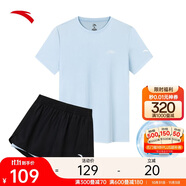 安踏速干套裝丨運動短袖短褲兩件套女夏季冰絲跑步吸濕透氣羽毛球服