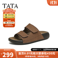 他她（TATA）復(fù)古勃肯鞋女秋季新款厚底沙灘鞋外穿拖鞋涼鞋男女同款 棕色AAD03BT5 38