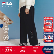 FILA【抗菌功能】斐樂兒童童裝2025年冬季新款男女中大童加絨長褲 傳奇藍(lán)-NV 170