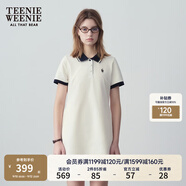 Teenie Weenie小熊夏季撞色Polo休閑通勤簡約白色連衣裙時尚收腰短裙女 乳白色 S (160)