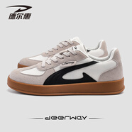德?tīng)柣荩―EERWAY）男鞋板鞋2025新款網(wǎng)面舒適情侶款休閑鞋百搭潮流德訓鞋 白灰 39