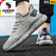 西域駱駝（VANCAMEL）2025新款椰子男鞋350秋季透氣網(wǎng)面運動鞋爆米花跑步軟底休閑潮鞋 藍色 42 標準運動碼