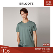 Brloote/巴魯特新疆長絨棉短袖T恤男圓領(lǐng)小白T夏季簡約百搭體恤衫上衣新品 軍綠 185/104A