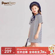 PawinPaw【親子款】卡通小熊童裝夏季女童海軍條紋連衣裙 Navy藏青色/59 110 cm