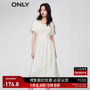 ONLY時(shí)尚復(fù)古燈籠袖中長款方領(lǐng)連衣裙女|123207080 A01 香草冰VANILLA ICE S 160/80A