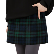 紐菲奧納高級(jí)感屁簾女疊穿神器小屁簾遮肉綠格松緊半身裙秋冬毛呢短裙大碼 綠色格子【紐扣款】 L 90-125斤