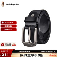 暇步士（Hush Puppies）【禮盒裝】皮帶男士頭層牛皮針扣腰帶新款褲腰帶送男友禮物送老公 雅致黑HD-2171103W-572 120cm