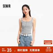 森馬（Semir）背心女短款顯瘦小個子夏季2025簡約風(fēng)亨利領(lǐng)緊身吊帶109325102003