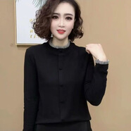 2025新款秋冬季時(shí)尚洋氣打底衫女士氣質(zhì)百搭設計感花苞領(lǐng)長(cháng)袖上衣 黑色 XL 【建議體重102-115斤】