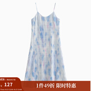 茵曼（INMAN）波西米亞吊帶油畫連衣裙女2025夏季新款度假裙子 藍(lán)色 XL