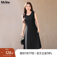 MsShe【顯瘦針織打底背心連衣裙】大碼女裝2025新款秋裝胖mm裙子 連衣裙-黑色現(xiàn)貨 2XL