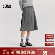 森馬（Semir）森馬半身裙女仿毛呢裙子24冬新款A(yù)字百褶裙遮胯顯瘦109724120001