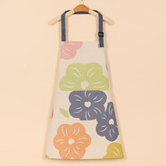 東來(lái)品質(zhì)時(shí)尚民族風(fēng)新款圍裙廚房家用透氣帆布防污掛脖花朵圍裙 掛脖彩色荷葉(現貨速發(fā))