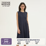 Teenie Weenie小熊女裝春夏知識分子寬松無袖百褶連衣裙收腰氣質(zhì)裙 藏青色 S