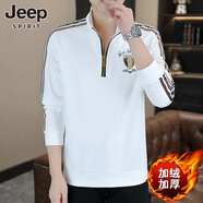 JEEP  SPIRIT吉普歐洲站男士2025秋冬季立領(lǐng)衛衣加絨高端時(shí)尚潮流半拉鏈上衣男 白色9L030 加絨 M 建議95-110斤