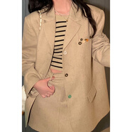 木清清秋季感茶系穿搭獨特上衣超好看小香風(fēng)鹽系輕熟西裝兩件套裝裙 卡其綠西服【西裝套裝女/炸街洋氣兩件套/西服套裝女 S 【輕熟風(fēng)港味套裝復古chic/小個(gè)子顯高輕奢/別