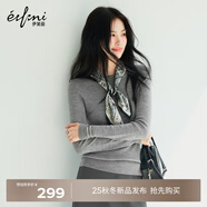 伊芙麗（eifini）蔣欣代言圓領(lǐng)100%可機(jī)洗羊毛針織衫女裝修身打底衫25秋新款 云煙灰 圓領(lǐng) M 105-115斤