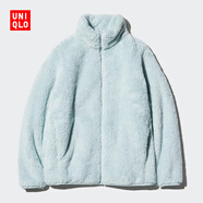 優(yōu)衣庫女裝長(cháng)絨搖粒絨拉鏈茄克/長(cháng)袖外套夾克470137 60 淺藍色 2XL