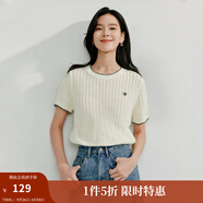 茵曼（INMAN）簡(jiǎn)約POLO領(lǐng)短袖針織衫女2025夏季舒適透氣學(xué)院風(fēng)薄款上衣 F18528511H1-米色 M